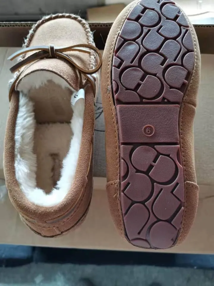 A Treat for your Feet!  Fur Lined Moccasins - Tan or Pink