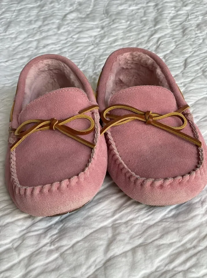 A Treat for your Feet!  Fur Lined Moccasins - Tan or Pink