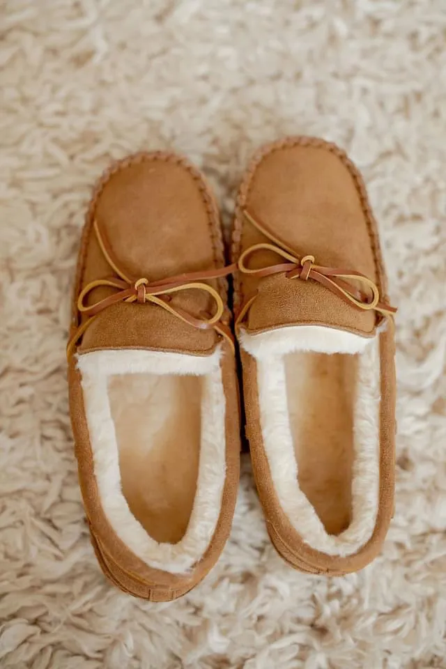 A Treat for your Feet!  Fur Lined Moccasins - Tan or Pink