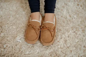 A Treat for your Feet!  Fur Lined Moccasins - Tan or Pink