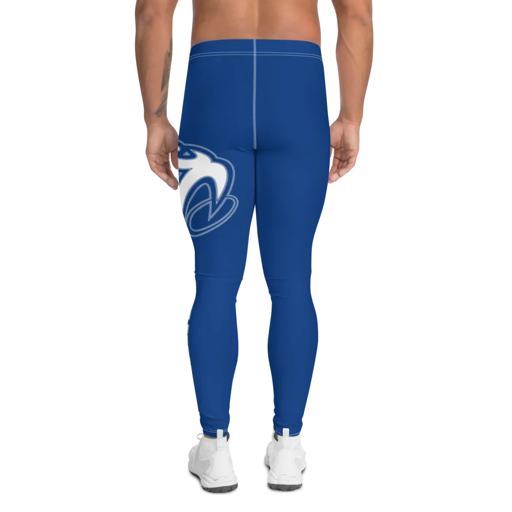 Athletic Apparatus Blue 2 White logo White Stitch V2 Men's Leggings