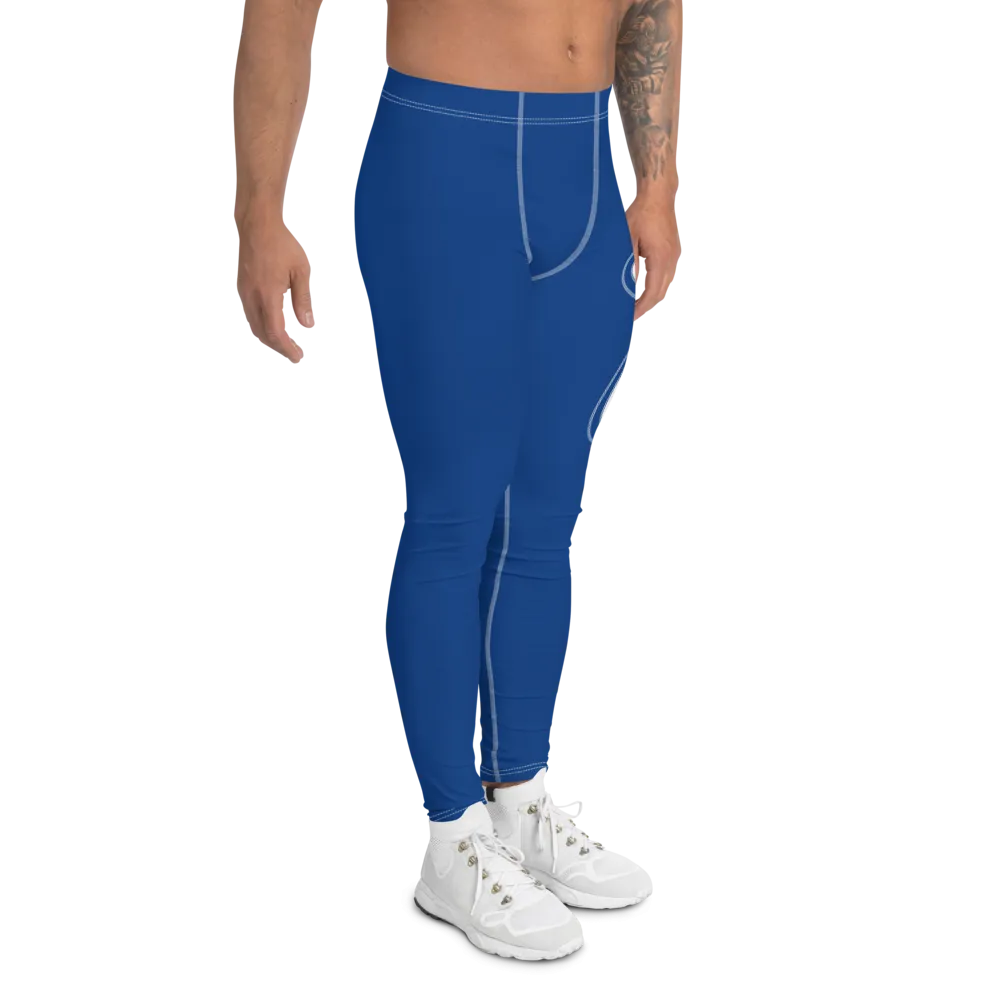 Athletic Apparatus Blue 2 White logo White Stitch V2 Men's Leggings