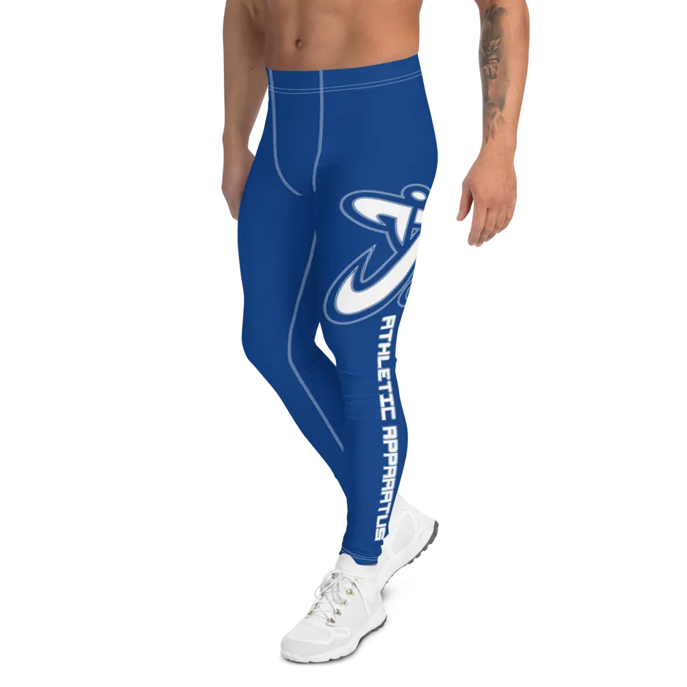 Athletic Apparatus Blue 2 White logo White Stitch V2 Men's Leggings