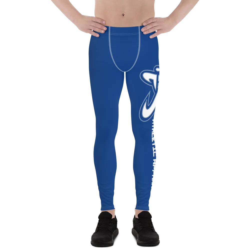 Athletic Apparatus Blue 2 White logo White Stitch V2 Men's Leggings