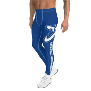 Athletic Apparatus Blue 2 White logo White Stitch V2 Men's Leggings