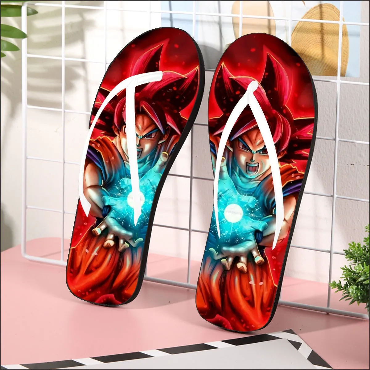 Awesome Red Hair Goku DBZ Flip Flops