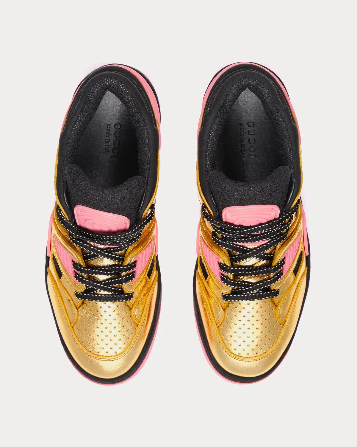 Basket Leather Gold Metallic / Pink Low Top Sneakers