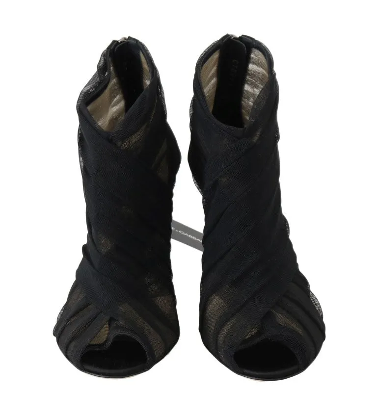 Black Peep Toes Stilettos Booties