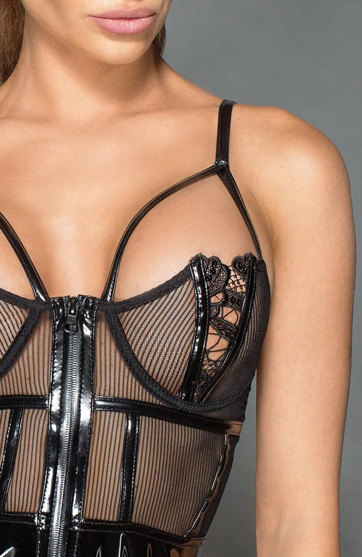 Black PVC & mesh doll dress - MANIFEST