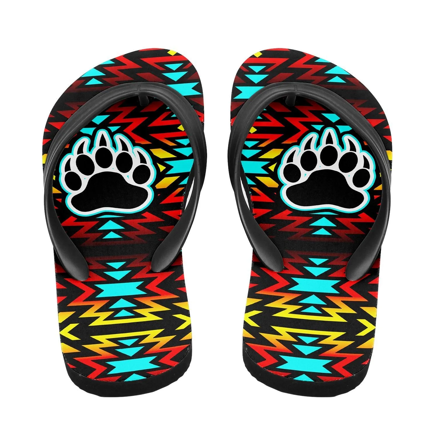Fire Colors and Turquoise Bearpaw Flip Flops