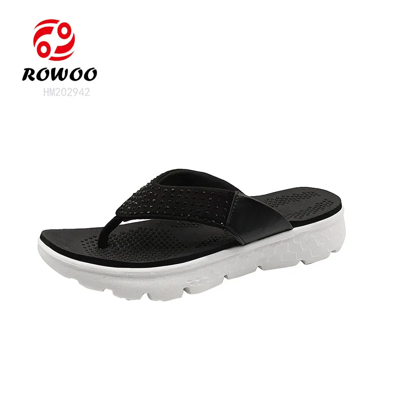 Flip-flops Women's Platform Soft Cushion Thong Sandals Rhinestone