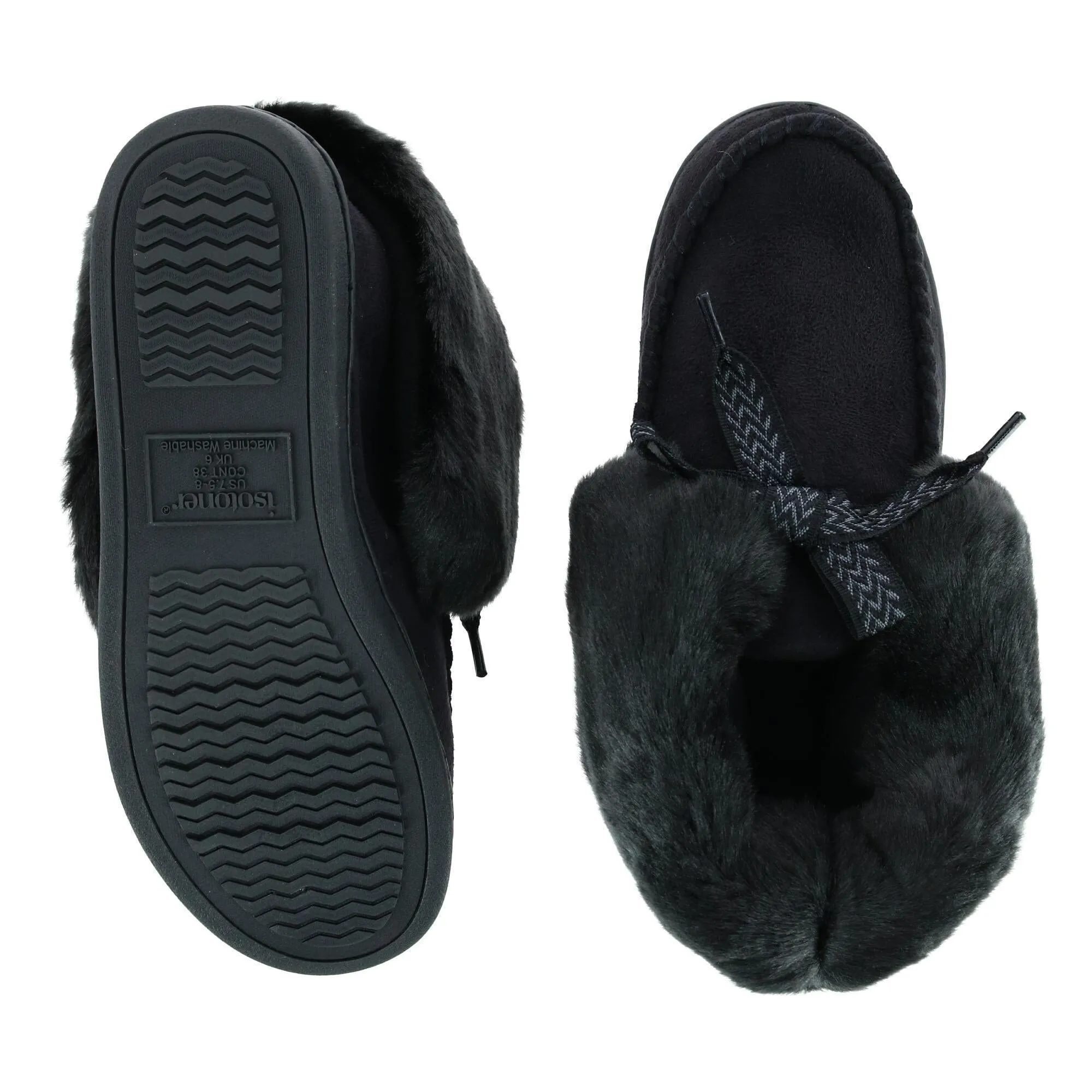 Isotoner Women's Microsuede Nelly Moc Bootie Slippers