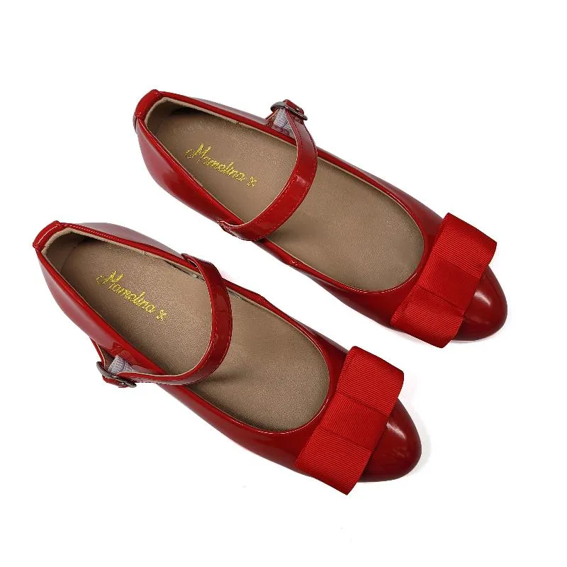 Mamelina Classic Red Patent Bow Mary Jane 62061