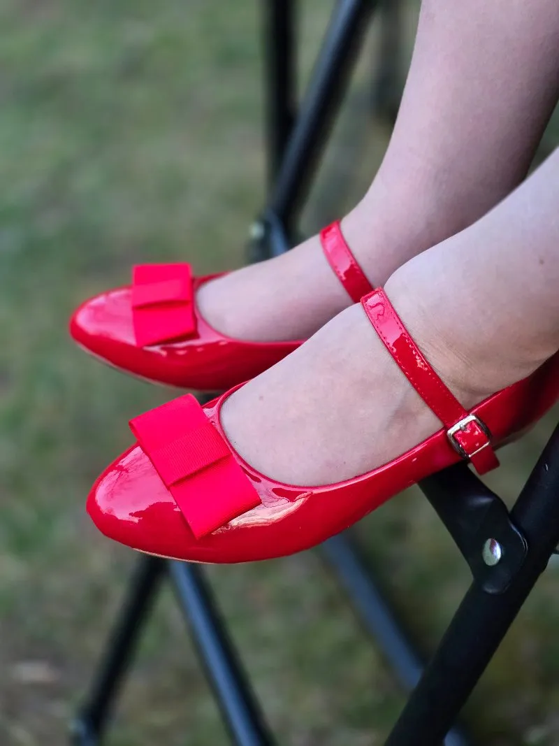Mamelina Classic Red Patent Bow Mary Jane 62061