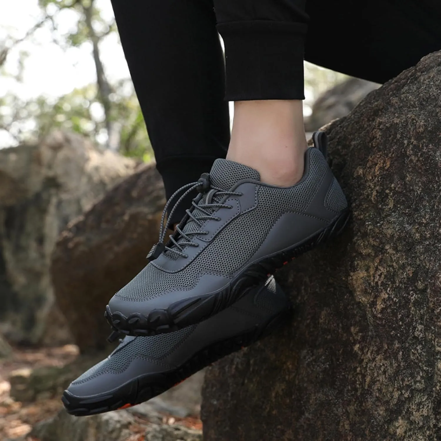 Men Mesh Minimalist Barefoot Beach Shoes Drawstring Lace Up Athletic Hiking Shoes Quick Dry Water Shoes for Swimming Water Yoga Surf Outdoor Sports