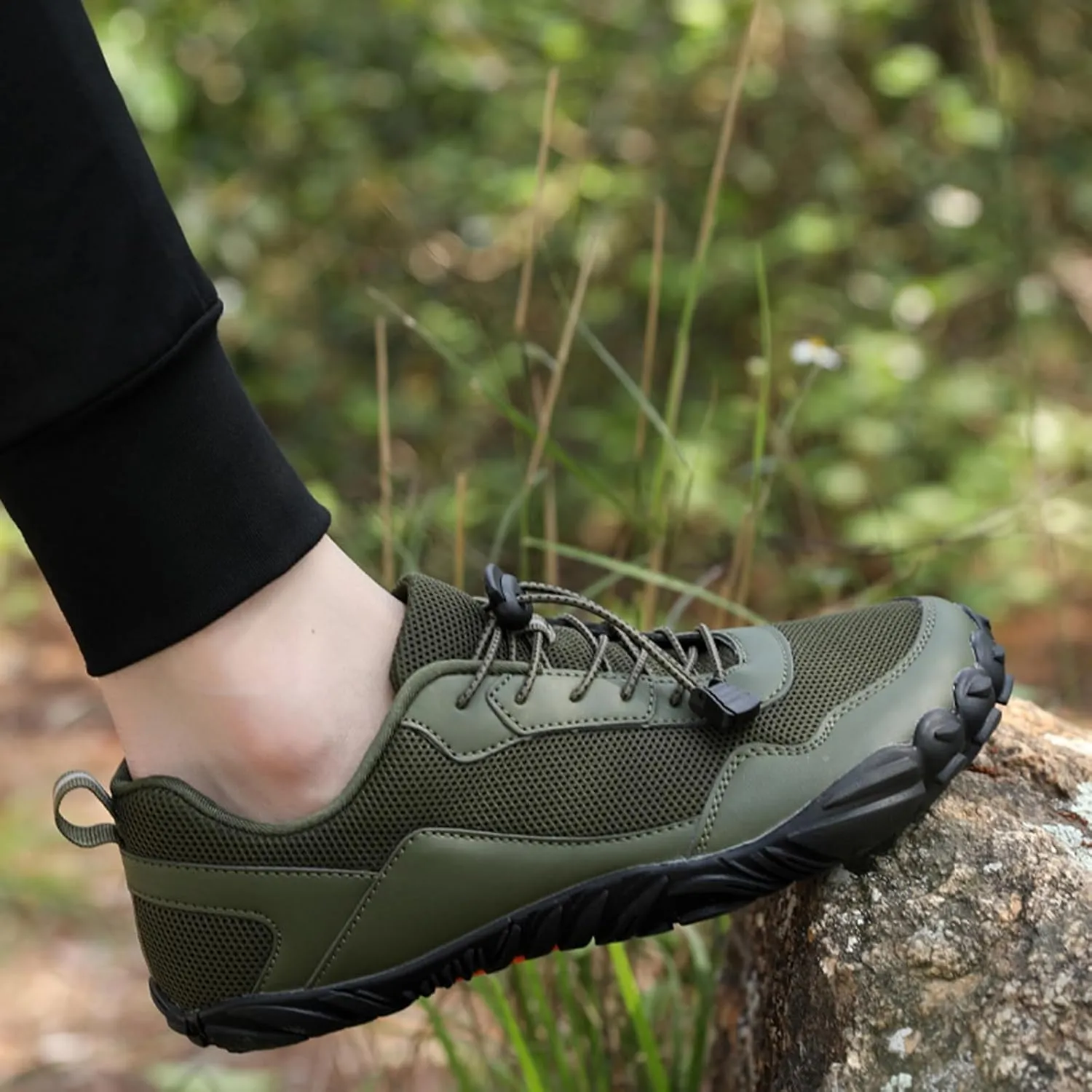 Men Mesh Minimalist Barefoot Beach Shoes Drawstring Lace Up Athletic Hiking Shoes Quick Dry Water Shoes for Swimming Water Yoga Surf Outdoor Sports