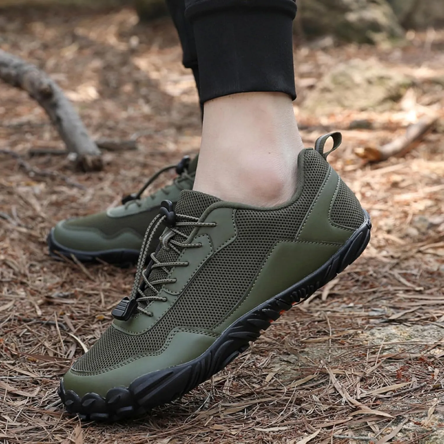 Men Mesh Minimalist Barefoot Beach Shoes Drawstring Lace Up Athletic Hiking Shoes Quick Dry Water Shoes for Swimming Water Yoga Surf Outdoor Sports