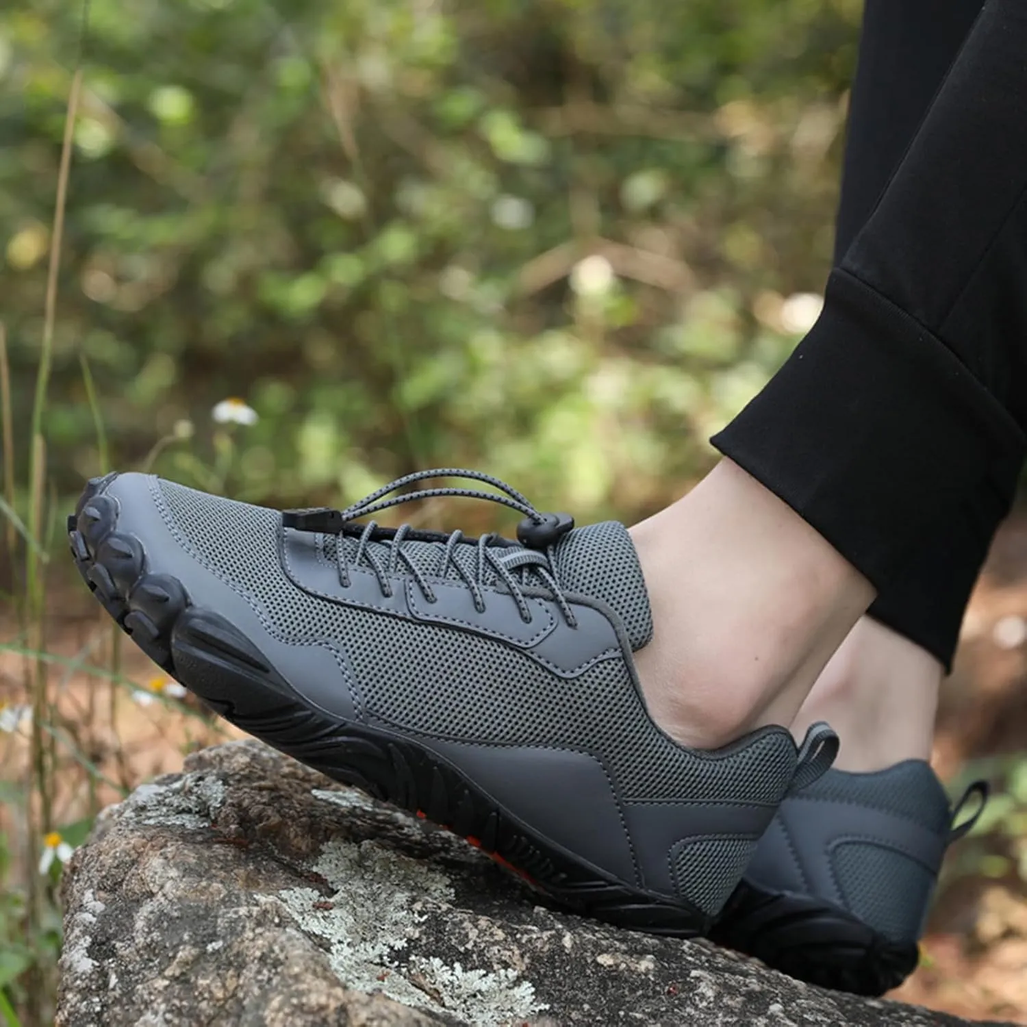 Men Mesh Minimalist Barefoot Beach Shoes Drawstring Lace Up Athletic Hiking Shoes Quick Dry Water Shoes for Swimming Water Yoga Surf Outdoor Sports