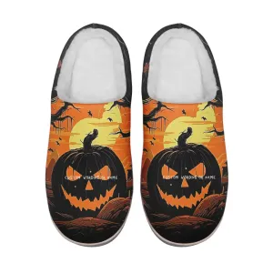 Personalized Halloween Indoor Slipper, Custom Pumpkin Slipper, Kitty  Indoor Slipper, Halloween Gift,kitty2020-23023002