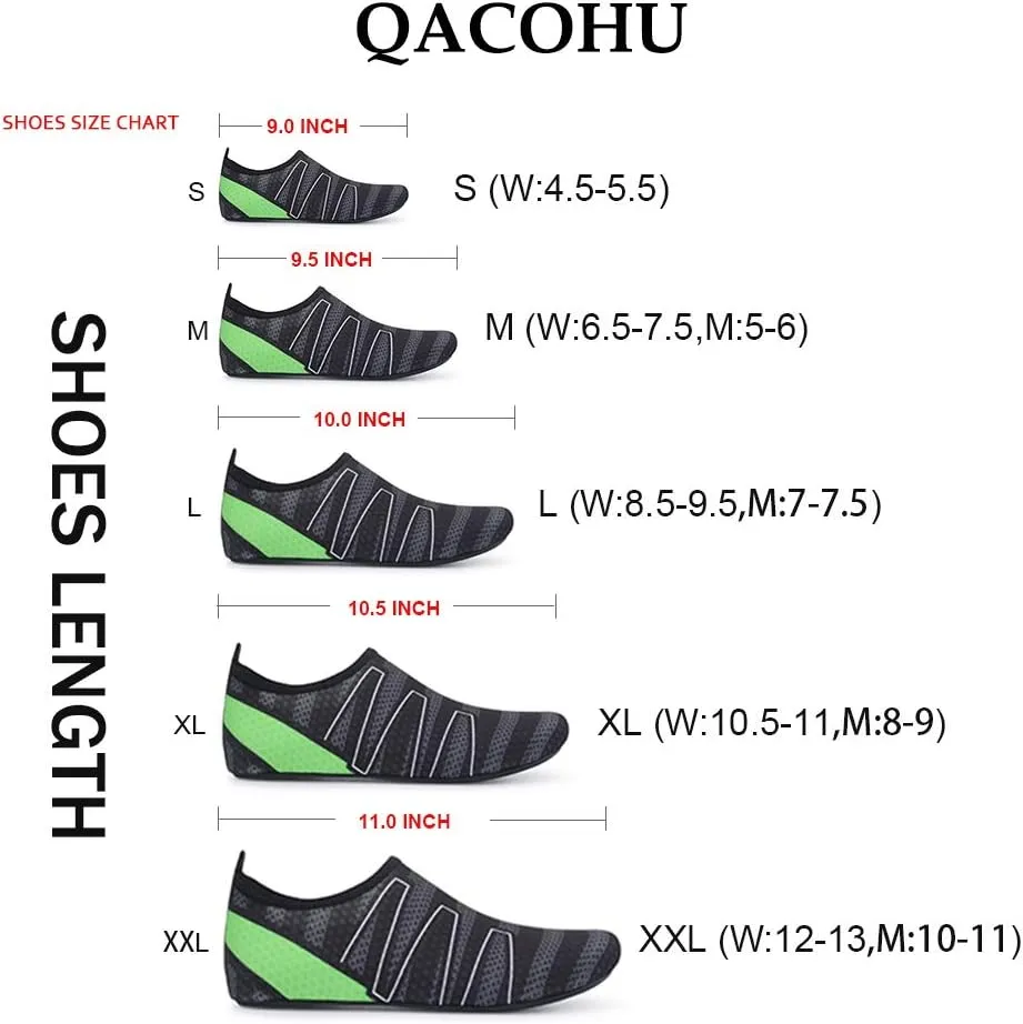 QACOHU Womens Mens Water Shoes Barefoot Skin Shoes Quick-Dry Water Shoe for Dive Surf Swim Beach Yoga