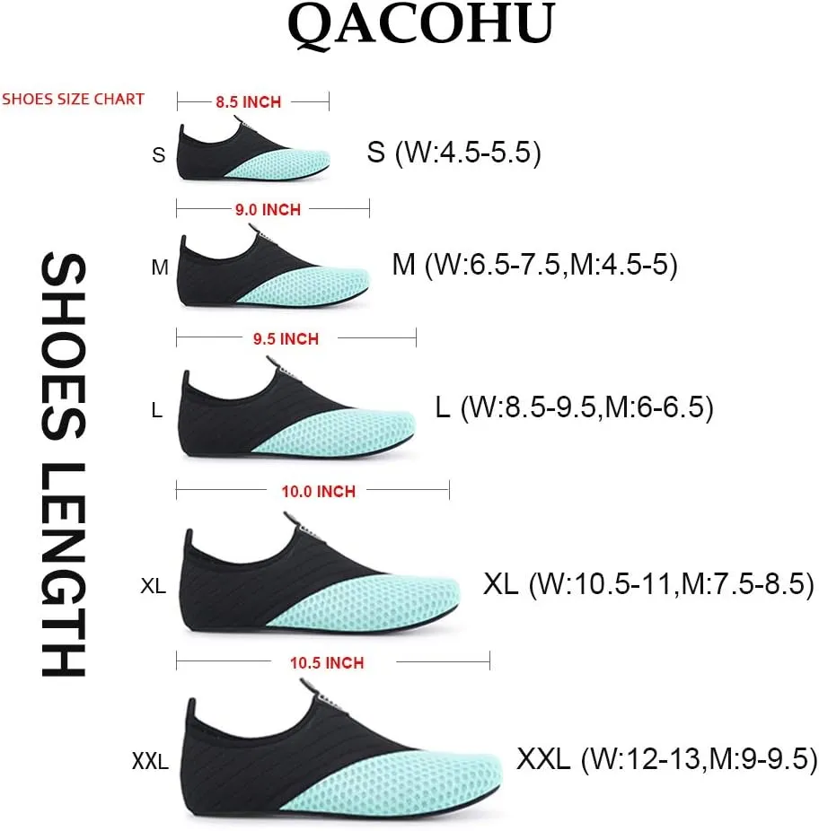 QACOHU Womens Mens Water Shoes Barefoot Skin Shoes Quick-Dry Water Shoe for Dive Surf Swim Beach Yoga