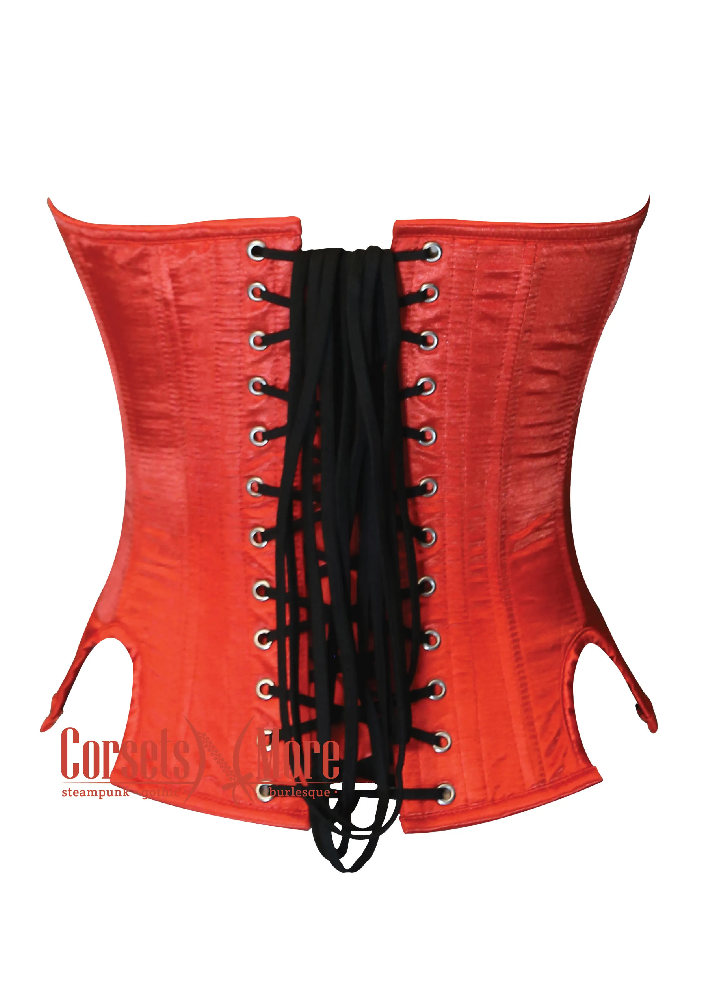 Red Satin Dress Woman Waist Valentine's Corset with Zipper And Unique Inverted Cuts Overbust Lace Up Top, Red Satin Party Dress