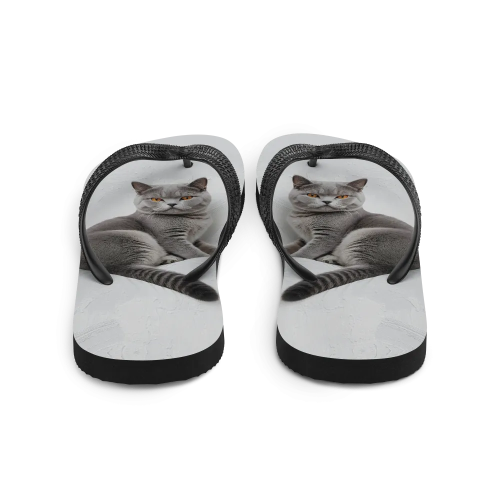 Relaxing British Shorthair Cat Flip Flops