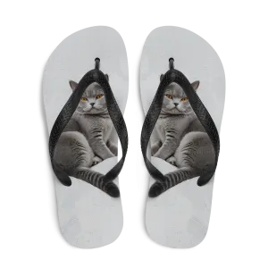 Relaxing British Shorthair Cat Flip Flops