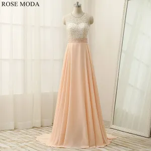 Rosemoda Beaded A Line Chiffon Long Evening Dress