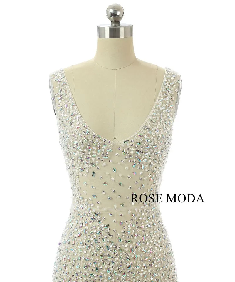 Rosemoda Heavy Beaded Long Illusion Prom Dresses