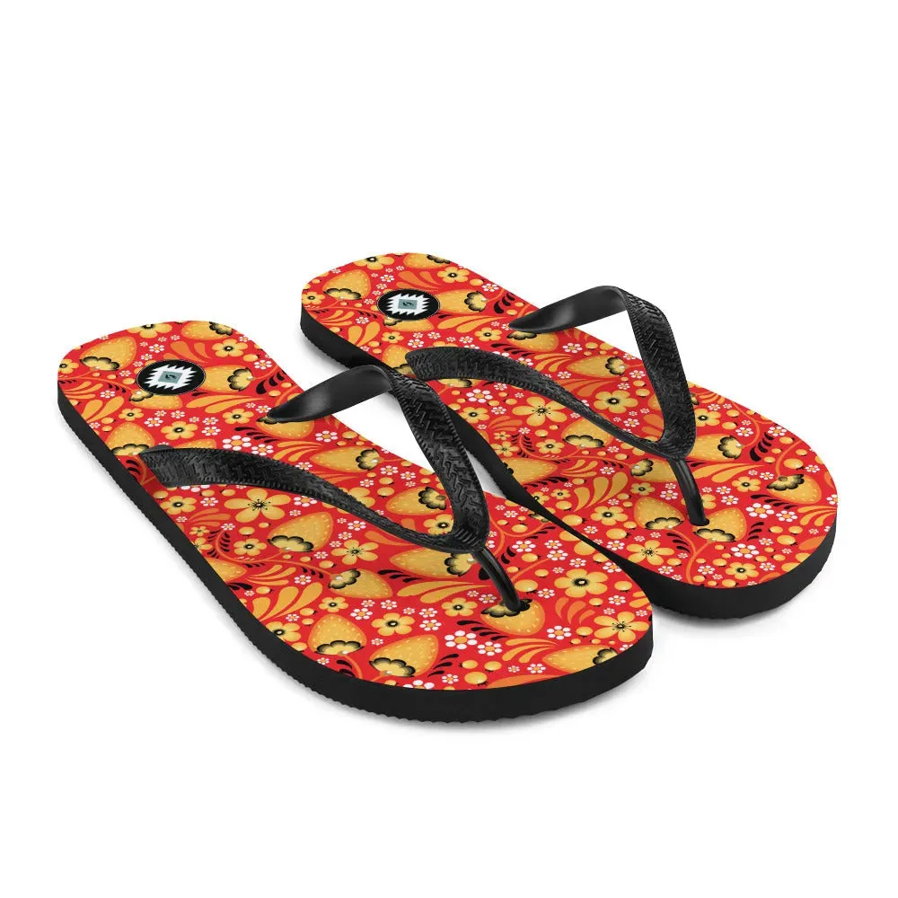 Russian Red Khokhloma Flip Flops