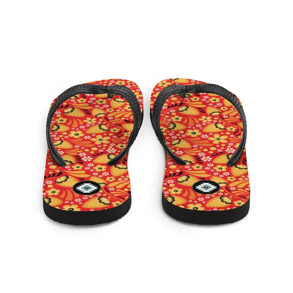 Russian Red Khokhloma Flip Flops