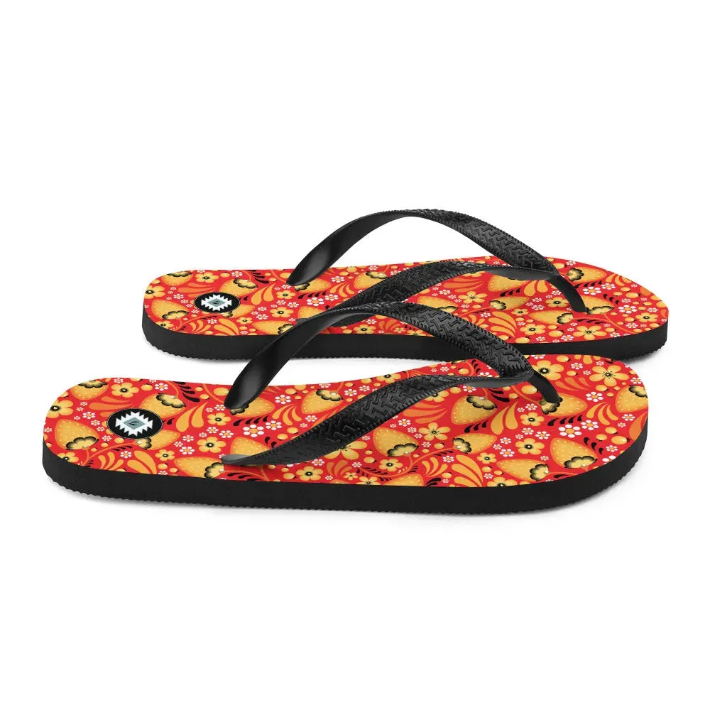 Russian Red Khokhloma Flip Flops