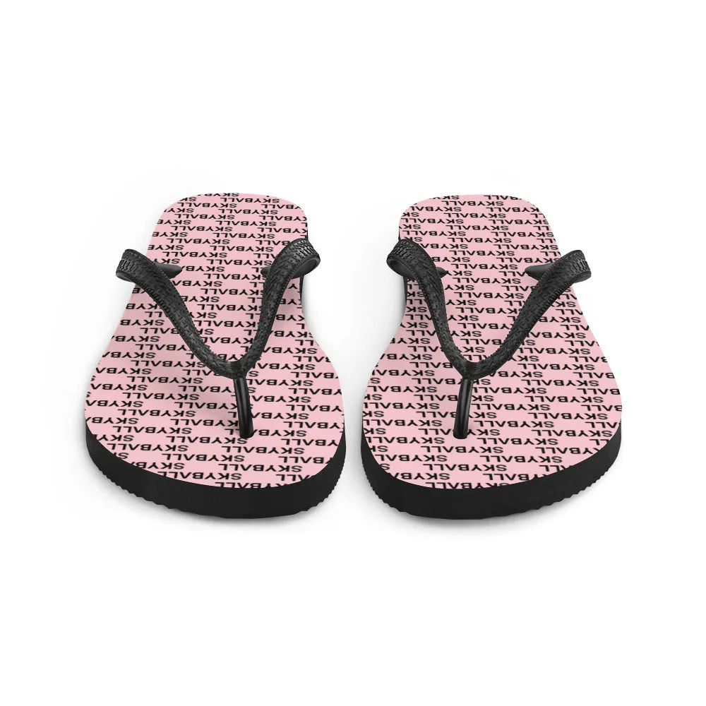 Skyball Beach Volleyball Apparel - Boardwalk Flip-Flops - Logo Print  / Pink & Black