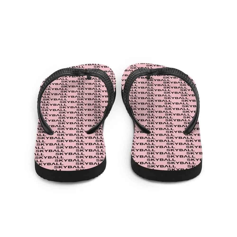 Skyball Beach Volleyball Apparel - Boardwalk Flip-Flops - Logo Print  / Pink & Black