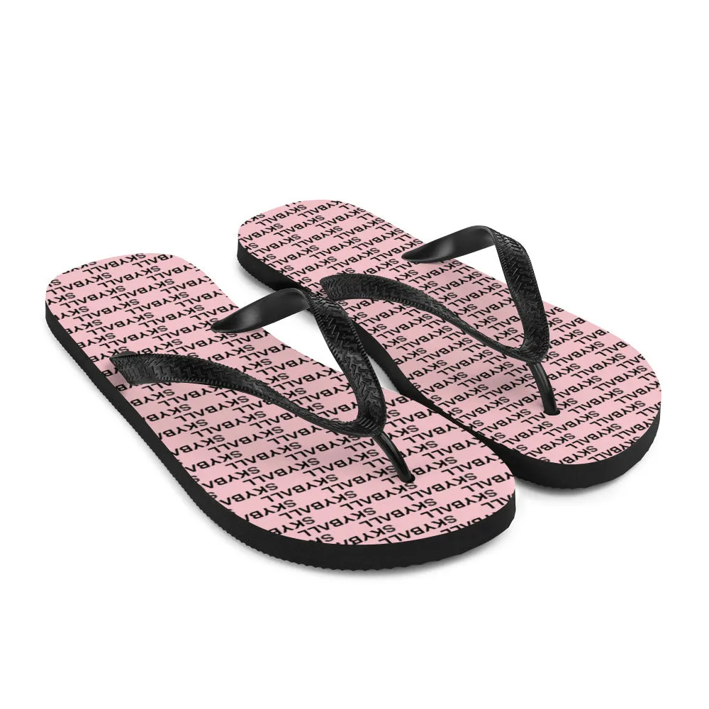 Skyball Beach Volleyball Apparel - Boardwalk Flip-Flops - Logo Print  / Pink & Black