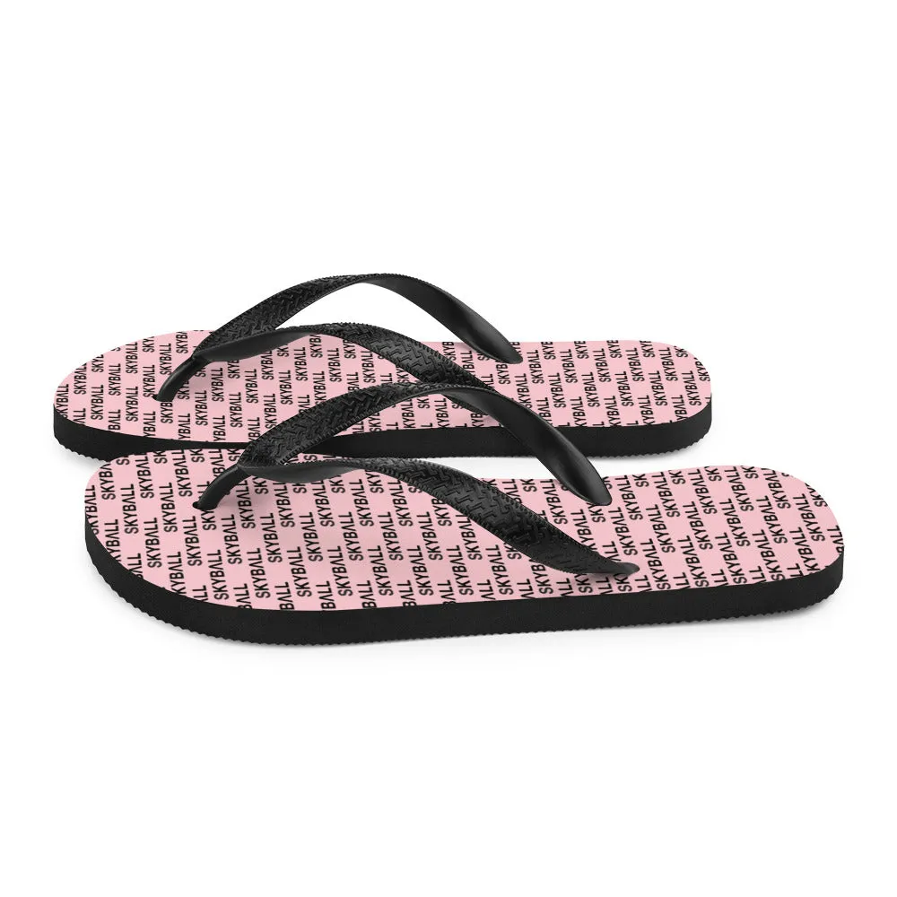 Skyball Beach Volleyball Apparel - Boardwalk Flip-Flops - Logo Print  / Pink & Black