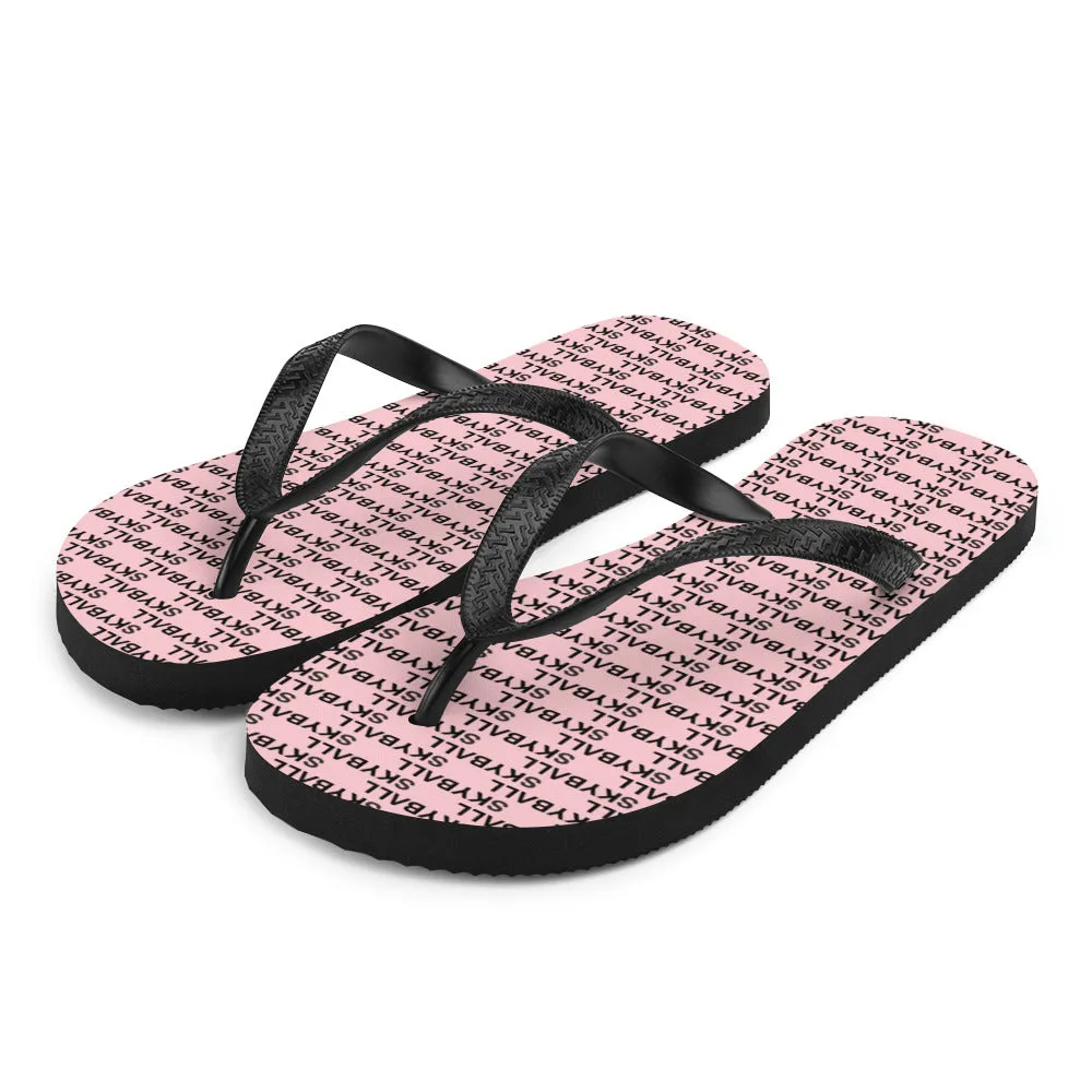 Skyball Beach Volleyball Apparel - Boardwalk Flip-Flops - Logo Print  / Pink & Black