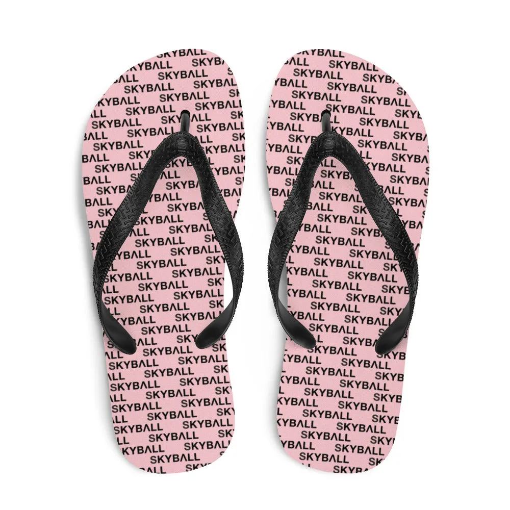 Skyball Beach Volleyball Apparel - Boardwalk Flip-Flops - Logo Print  / Pink & Black