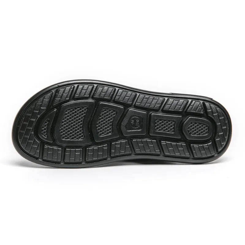 Stylish Male PU Leather Slippers / Luxury Flip Flops for Men / Fashion Open Shoes
