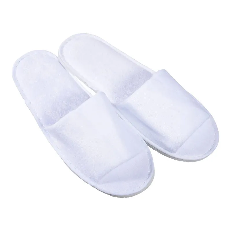 Terry Velour White Hotel Slippers