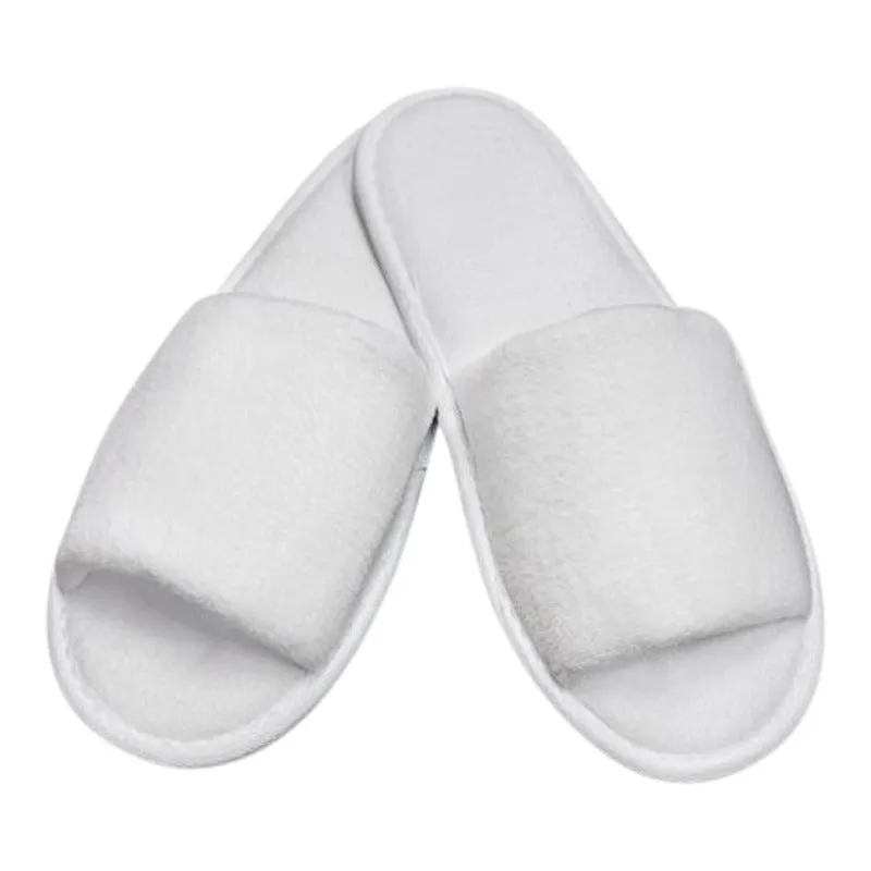 Terry Velour White Hotel Slippers