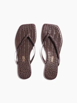 TKEES Square Toe Lily Croc in Carob