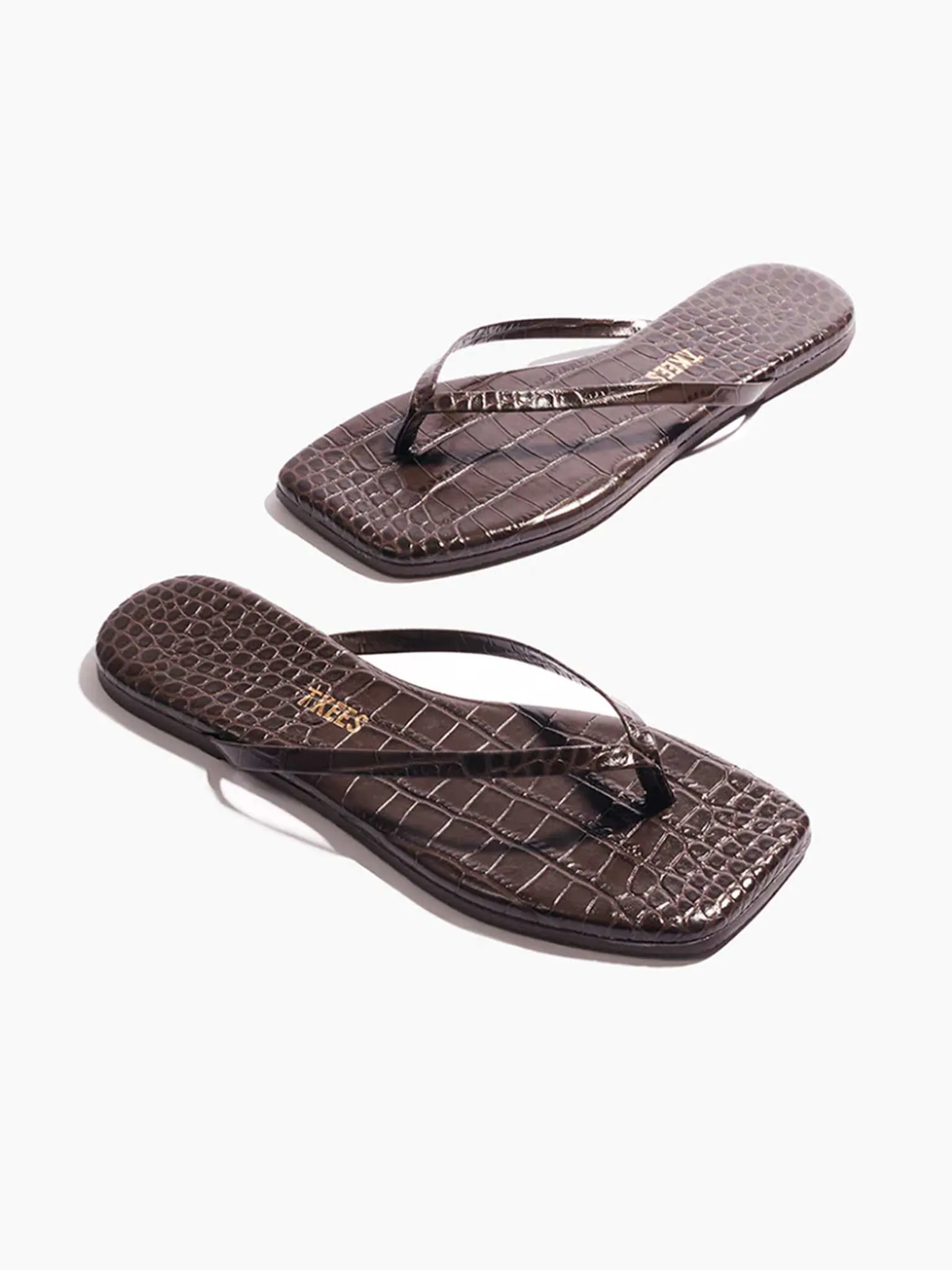 TKEES Square Toe Lily Croc in Carob