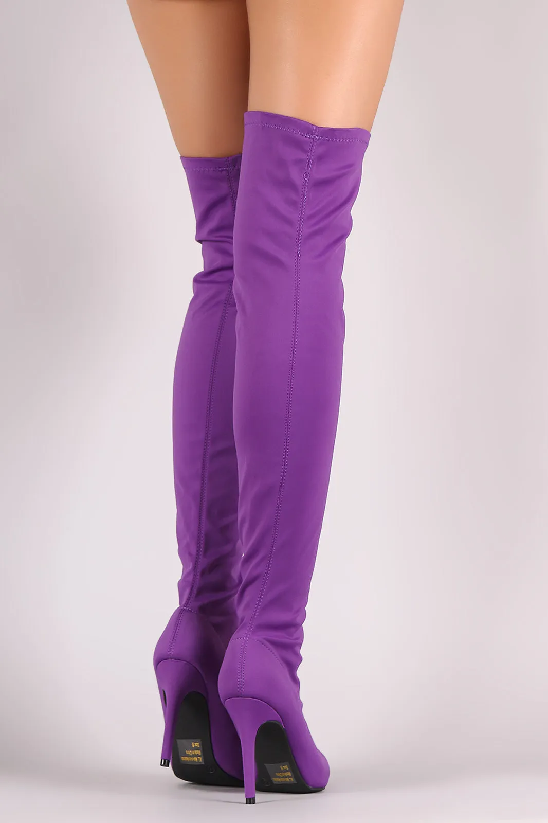 Wild Diva Lounge Fitted Elastane Pointy Toe OTK Boots