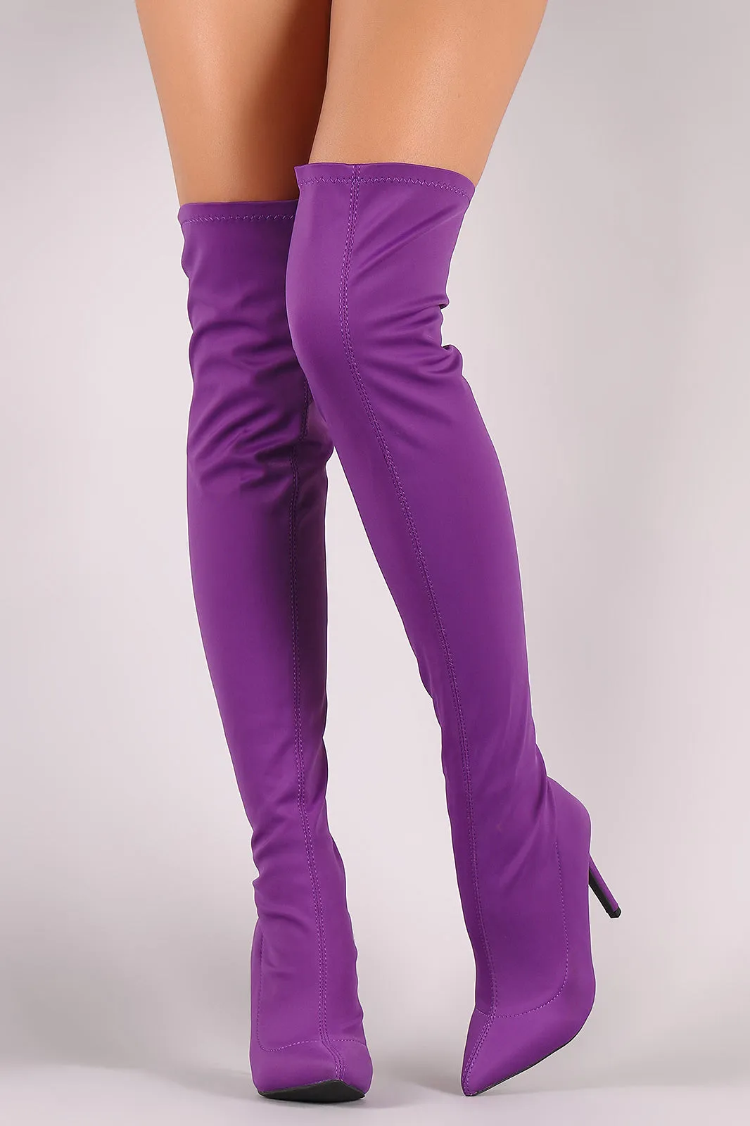 Wild Diva Lounge Fitted Elastane Pointy Toe OTK Boots