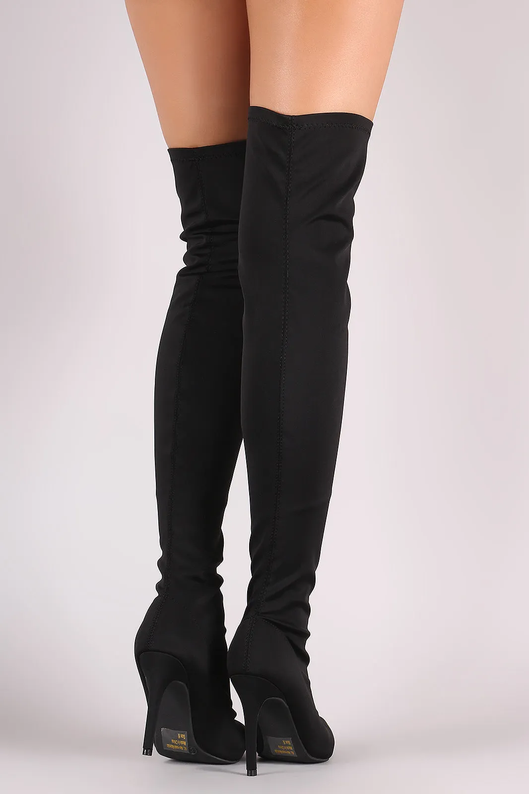Wild Diva Lounge Fitted Elastane Pointy Toe OTK Boots