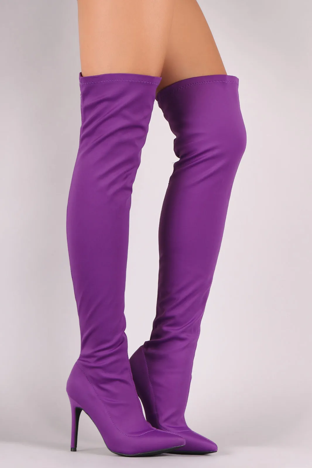 Wild Diva Lounge Fitted Elastane Pointy Toe OTK Boots