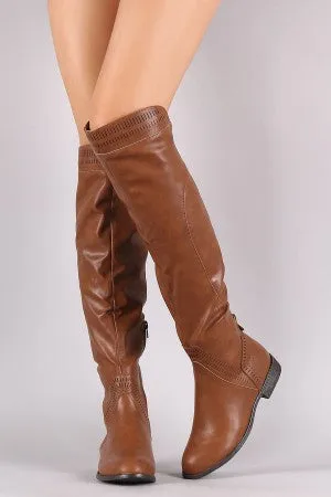 Wild Diva Lounge Perforated Riding Over-The-Knee Boots