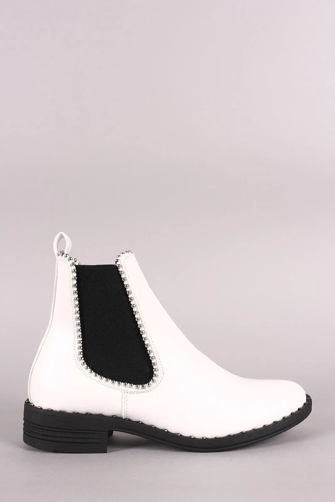 Wild Diva Lounge Studded Trim Moto Booties